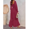 image:imageZESICA Womens 2026 Boho Long Sleeve Fall Maxi DressPlum