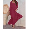 image:imageZESICA Womens 2026 Boho Long Sleeve Fall Maxi DressPlum