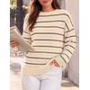 image:imageZESICA Womens 2026 Casual Long Sleeve Striped Pullover SweatersApricot