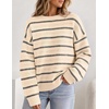 image:imageZESICA Womens 2026 Casual Long Sleeve Striped Pullover SweatersApricot