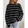 image:imageZESICA Womens 2026 Casual Long Sleeve Striped Pullover SweatersBlack