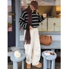 image:imageZESICA Womens 2026 Casual Long Sleeve Striped Pullover SweatersBlack