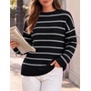 image:imageZESICA Womens 2026 Casual Long Sleeve Striped Pullover SweatersBlack