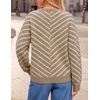 image:imageZESICA Womens 2026 Casual Long Sleeve Striped Pullover SweatersBrown
