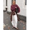 image:imageZESICA Womens 2026 Casual Long Sleeve Striped Pullover SweatersBurgundy