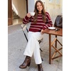 image:imageZESICA Womens 2026 Casual Long Sleeve Striped Pullover SweatersBurgundy