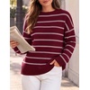 image:imageZESICA Womens 2026 Casual Long Sleeve Striped Pullover SweatersBurgundy