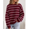 image:imageZESICA Womens 2026 Casual Long Sleeve Striped Pullover SweatersBurgundy
