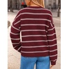image:imageZESICA Womens 2026 Casual Long Sleeve Striped Pullover SweatersBurgundy