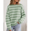 image:imageZESICA Womens 2026 Casual Long Sleeve Striped Pullover SweatersGreen