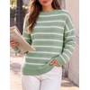 image:imageZESICA Womens 2026 Casual Long Sleeve Striped Pullover SweatersGreen