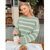 image:imageZESICA Womens 2026 Casual Long Sleeve Striped Pullover SweatersGreen