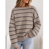image:imageZESICA Womens 2026 Casual Long Sleeve Striped Pullover SweatersKhaki
