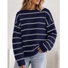 image:imageZESICA Womens 2026 Casual Long Sleeve Striped Pullover SweatersNavy
