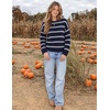image:imageZESICA Womens 2026 Casual Long Sleeve Striped Pullover SweatersNavy