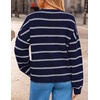 image:imageZESICA Womens 2026 Casual Long Sleeve Striped Pullover SweatersNavy