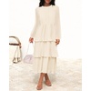 image:imageZESICA Womens 2026 Chiffon Tiered Long Sleeve DressesApricot