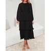 image:imageZESICA Womens 2026 Chiffon Tiered Long Sleeve DressesBlack