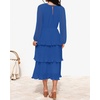 image:imageZESICA Womens 2026 Chiffon Tiered Long Sleeve DressesBlue