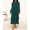 image:imageZESICA Womens 2026 Chiffon Tiered Long Sleeve DressesDarkgreen