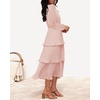 image:imageZESICA Womens 2026 Chiffon Tiered Long Sleeve DressesPink
