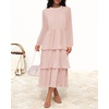 image:imageZESICA Womens 2026 Chiffon Tiered Long Sleeve DressesPink