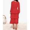 image:imageZESICA Womens 2026 Chiffon Tiered Long Sleeve DressesWatermelon