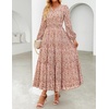 image:imageZESICA Womens 2026 Fall Boho Floral Long Sleeve Maxi DressesOrange Red