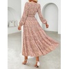image:imageZESICA Womens 2026 Fall Boho Floral Long Sleeve Maxi DressesOrange Red