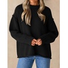 image:imageZESICA Womens 2026 Fall Long Sleeve Crewneck Oversized Chunky SweatersBlack