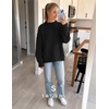 image:imageZESICA Womens 2026 Fall Long Sleeve Crewneck Oversized Chunky SweatersBlack