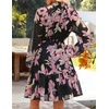 image:imageZESICA Womens 2026 Fall Long Sleeve Floral Mini DressBlack