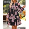 image:imageZESICA Womens 2026 Fall Long Sleeve Floral Mini DressBlack