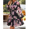 image:imageZESICA Womens 2026 Fall Long Sleeve Floral Mini DressBlack