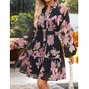 image:imageZESICA Womens 2026 Fall Long Sleeve Floral Mini DressBlack