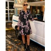 image:imageZESICA Womens 2026 Fall Long Sleeve Floral Mini DressBlack