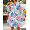image:imageZESICA Womens 2026 Fall Long Sleeve Floral Mini DressBlue