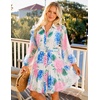 image:imageZESICA Womens 2026 Fall Long Sleeve Floral Mini DressBlue