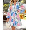 image:imageZESICA Womens 2026 Fall Long Sleeve Floral Mini DressBlue