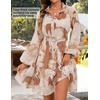 image:imageZESICA Womens 2026 Fall Long Sleeve Floral Mini DressBrown