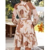 image:imageZESICA Womens 2026 Fall Long Sleeve Floral Mini DressBrown