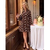 image:imageZESICA Womens 2026 Fall Long Sleeve Floral Mini DressBrown Dot