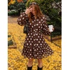 image:imageZESICA Womens 2026 Fall Long Sleeve Floral Mini DressBrown Dot