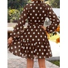 image:imageZESICA Womens 2026 Fall Long Sleeve Floral Mini DressBrown Dot