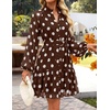 image:imageZESICA Womens 2026 Fall Long Sleeve Floral Mini DressBrown Dot
