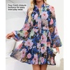 image:imageZESICA Womens 2026 Fall Long Sleeve Floral Mini DressDark Blue