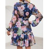 image:imageZESICA Womens 2026 Fall Long Sleeve Floral Mini DressDark Blue