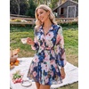 image:imageZESICA Womens 2026 Fall Long Sleeve Floral Mini DressDark Blue