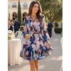 image:imageZESICA Womens 2026 Fall Long Sleeve Floral Mini DressDark Blue