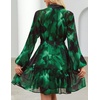image:imageZESICA Womens 2026 Fall Long Sleeve Floral Mini DressDark Green